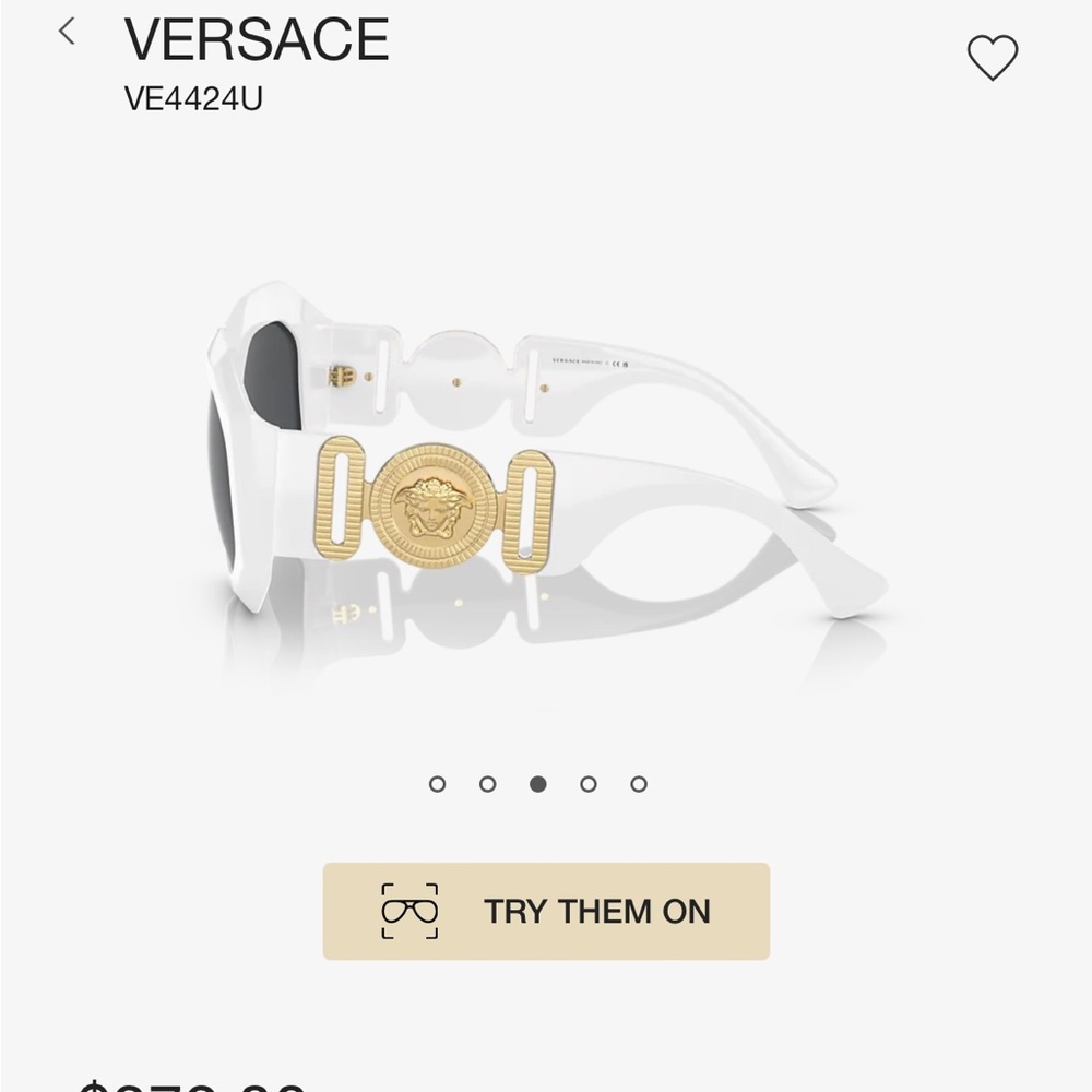 Brand new white Versace “biggie sunglasses “ never worn